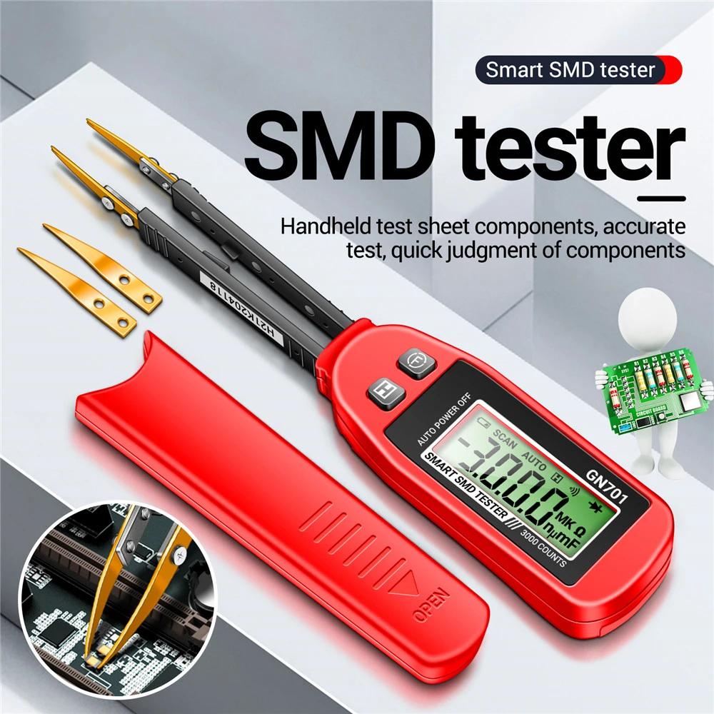 GN701 Smart SMD Tester Smart SMD Tester Multimeter Kapazität Widerstand Diode Kondensator Teststift LCD-Display 3000 Counts Test