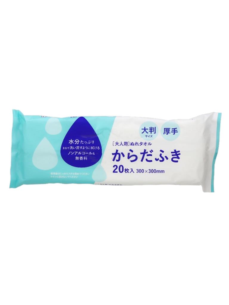 Yamato Bussan Body Wipes for 20 Approximately 30 X 30 Ideal for Disaster Preparedness and Care Adults, Sheets, Cm, Large, Thick, Alcohol-Free,