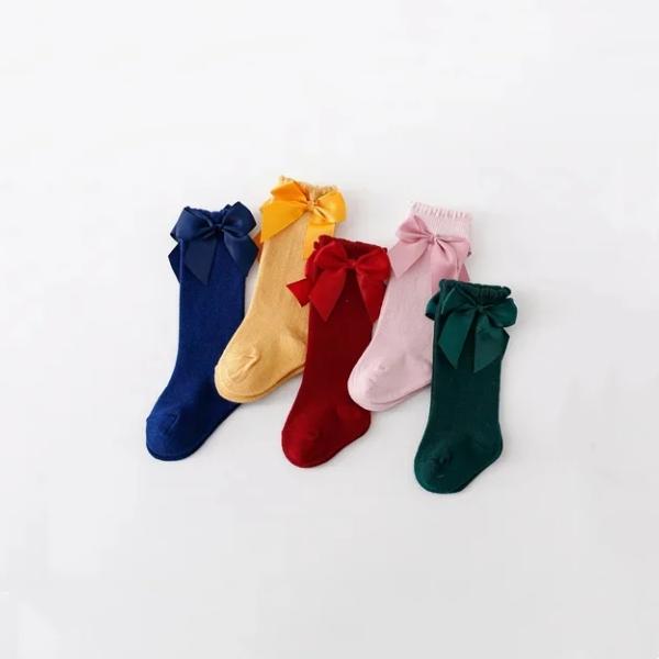 5Pairs/Set Children's Girl Socks Cotton Bow Baby Long Socks Fashion Princess Kids Sock For Girls 0-7Years Stocking