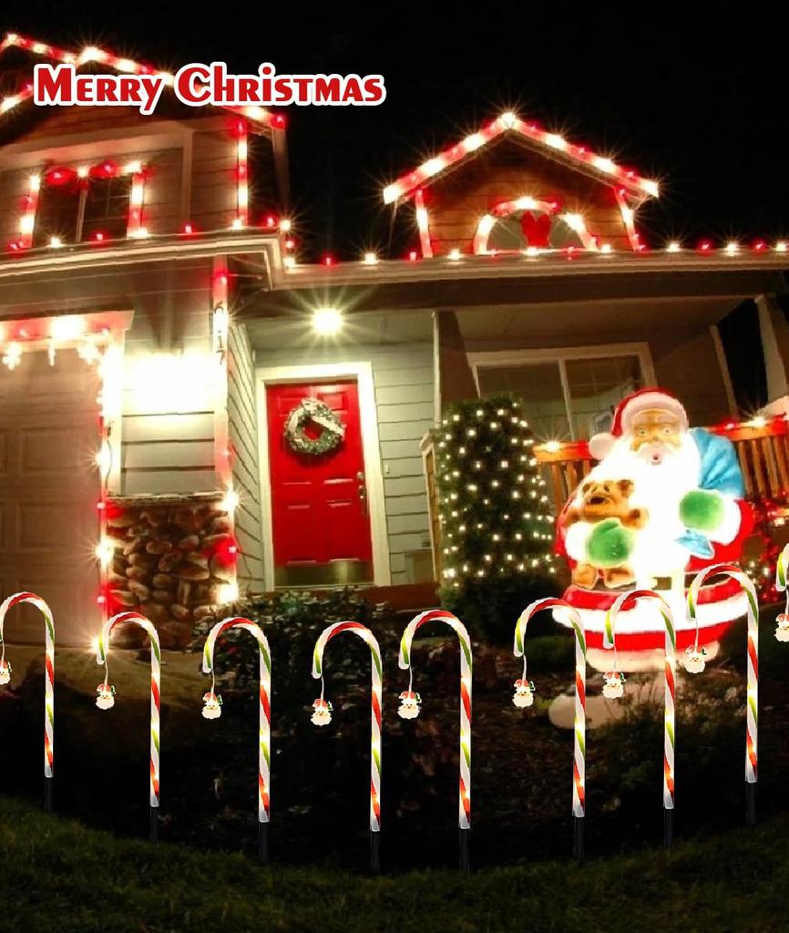 QuiExact Outdoor Solar Light Set for Christmas Waterproof Solar Christmas Lights with Automatic Stylish Santa Lights for and Lawns 8-Piece