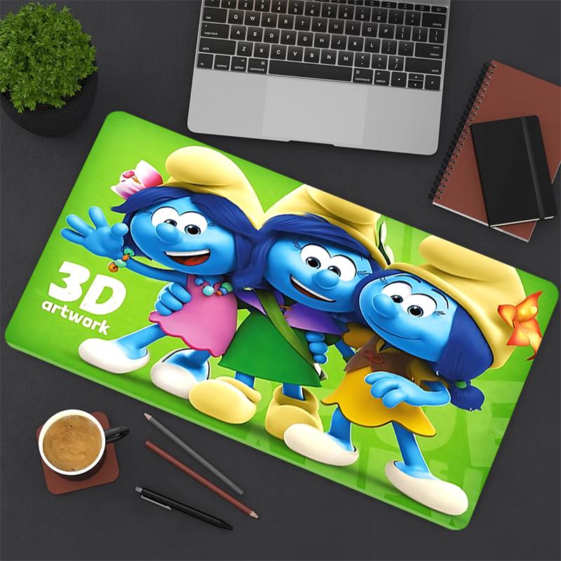 1Pc Smurf Family Adventure Gaming Mouse Pad Keyboard Desk Mat Non-slip Rubber Lock Edge Waterproof Computer Mousepad for Office Home Decor Y1112
