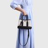 Kontrastfarben-Patchwork Gartentasche Premium-Haptik Tragbare Canvas-Tasche Damen-Pendler-Schulter-Mini-Umhängetasche Damen-Tasche