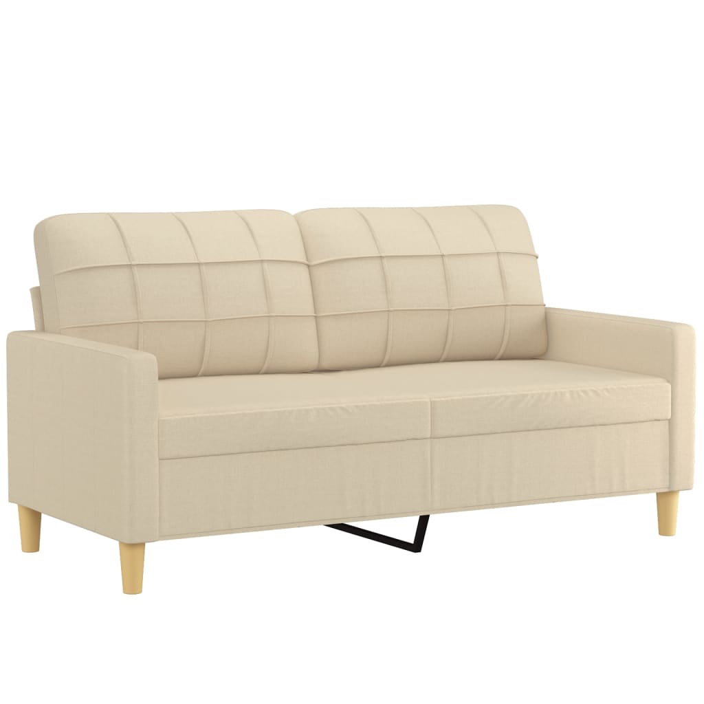 Vidaxl 2-Seater Sofa With Cushions, Cream, 140 Cm, Fabric