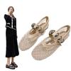 Mary Janes mit Metallschnalle, Netzstoff, Damen, 2025 Sommer, neu, europäisch und amerikanisch, modisch, flach und bequem, Ballett-Tanzschuhe