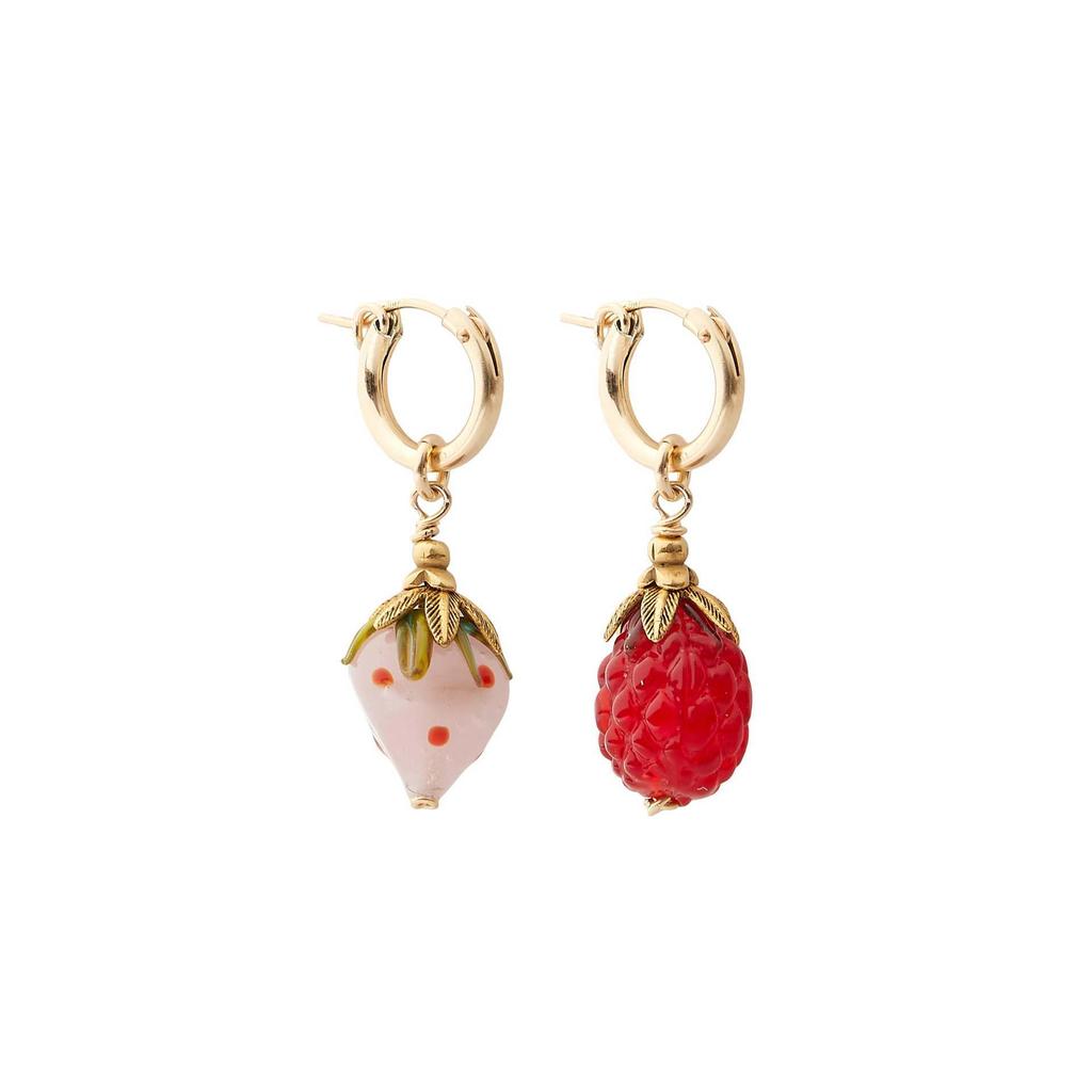Fashion Summer Color Fruit Series Strawberry Raspberry Earrings Earrings Gold-Plated Color Retention