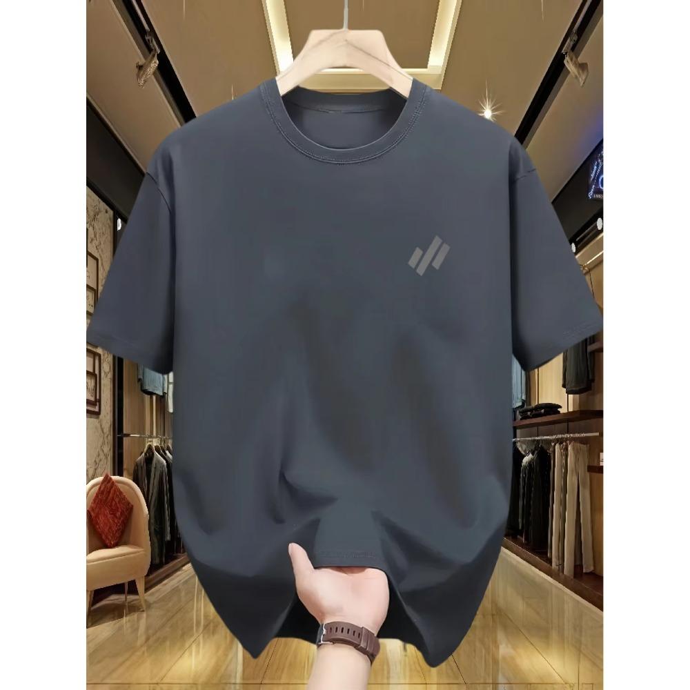 Unisexs And Unisexs Summer Pure Cotton Casual Loose Fashion Diagonal Pattern Printed Comfortable Round Neck Short Sleeved Tshirt