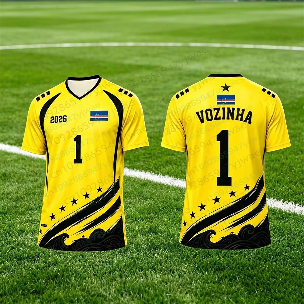 2026 Hero Cabo Verde No.1 Vozinha Football Jersey Soccer Shirt Top Loose Breathable Speed Drying Sportswear Men Women T-Shirts