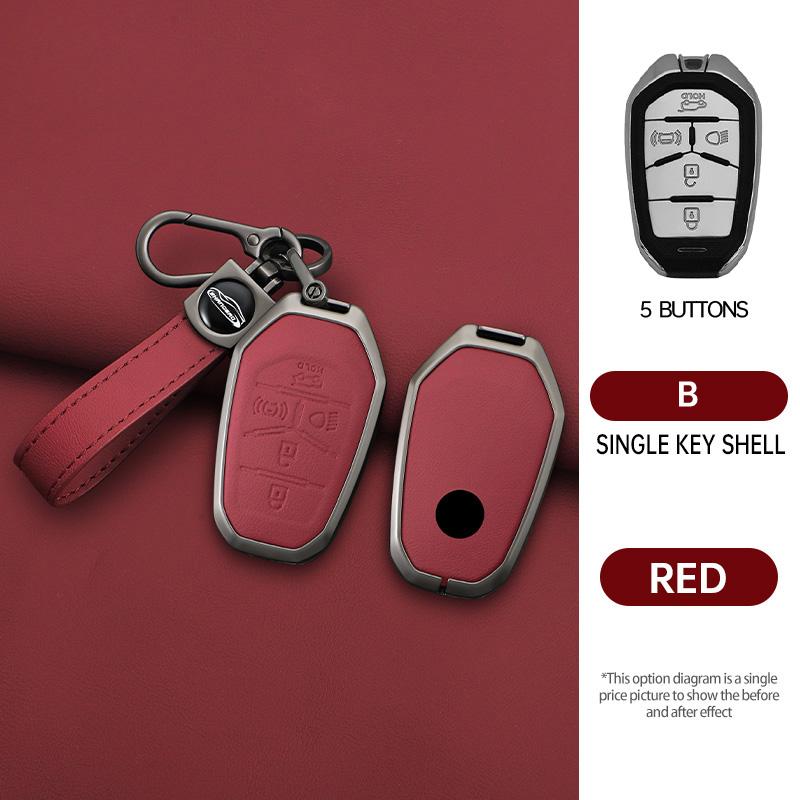 Zinc Alloy Leather Car Remote Key Case Cover Shell Fob For Ssang Yong  G4 Rexton Protective Keychain Styling Accessories