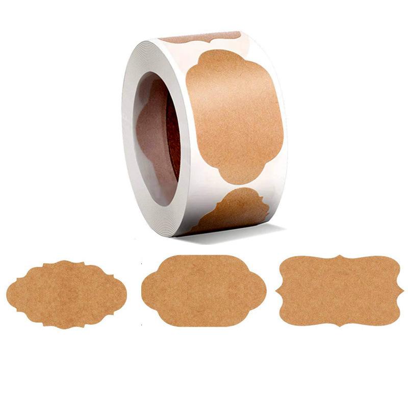 300pcs/roll Kraft Paper Stickers Blank Labels Handmade Gifts Tags Decoration Paper Spice Jar Label DIY Envelope Sealing Sticker