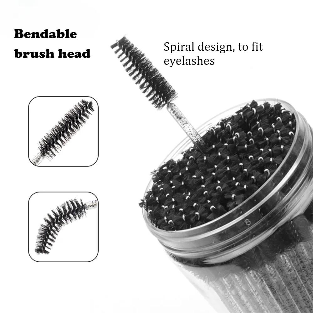 50 Pièces Brosses Jetables pour Extensions de Cils Sourcils Cils Goupillons Baguettes de Mascara Avec Étui de Rangement Outils de Maquillage de Beauté