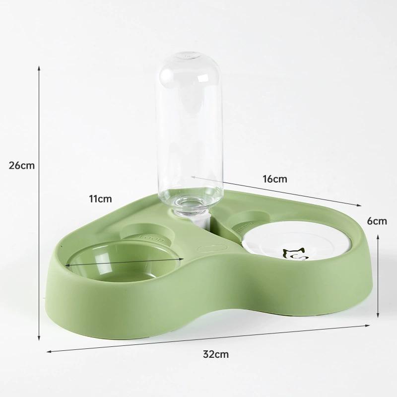 New Plastic Cat Feeder Water & Food All-in-One Dual-Function Pet Bowl Cross-Border