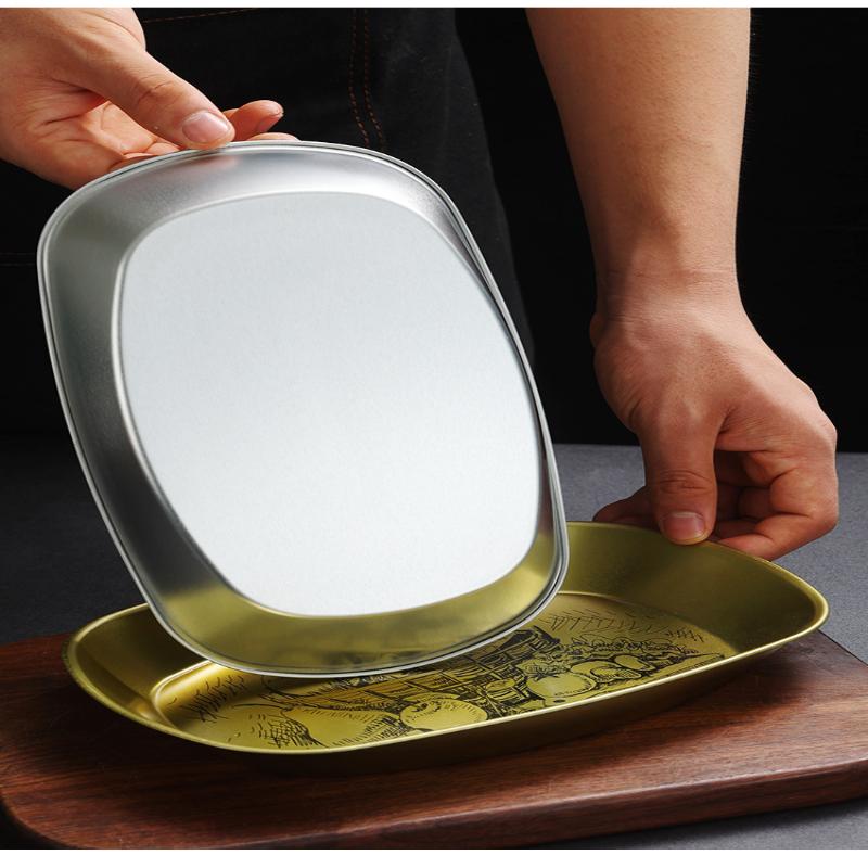 Vassoio portaoggetti retrò Lattina rotonda Desktop Disco Piatto per frutta snack pasticcini Piatto per dolci Caramelliera Strumenti per la conservazione degli alimenti per la cucina domestica
