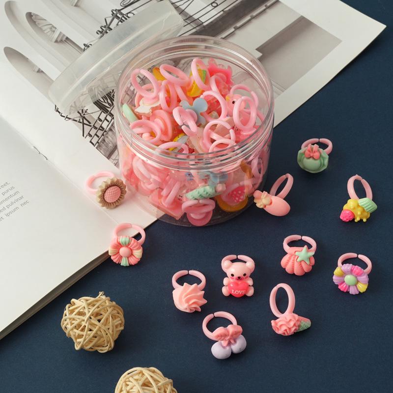 Kids' Faux Diamond Crystal Cartoon Gem Ring Set - Kindergarten Gift