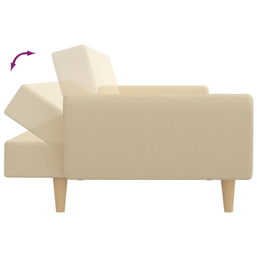 2 Seater Sofa Bed Cream Fabric