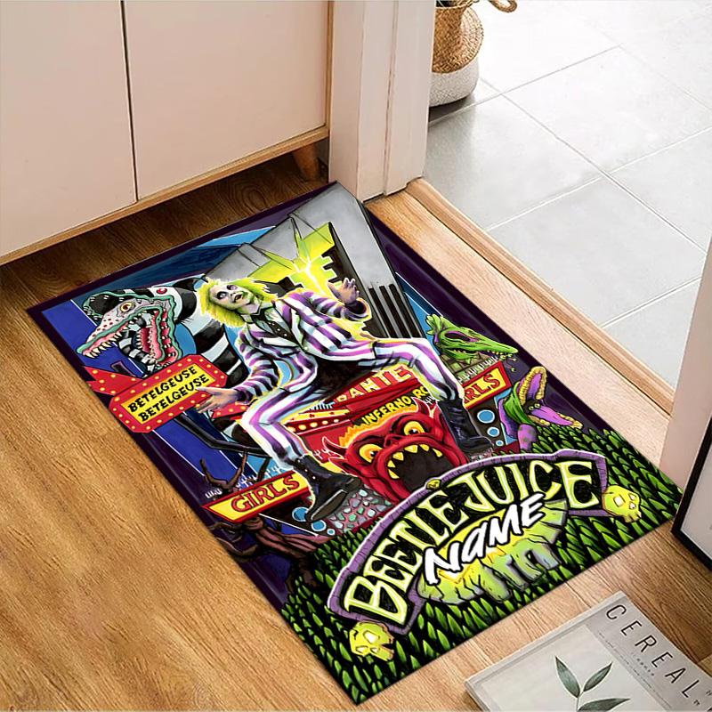 Custom Name Beetle-juice Movie Art Rug for Living Room, Game Rooms, Office, Bedroom, Floor Mat Playful Design, fan gifts Christmas decor