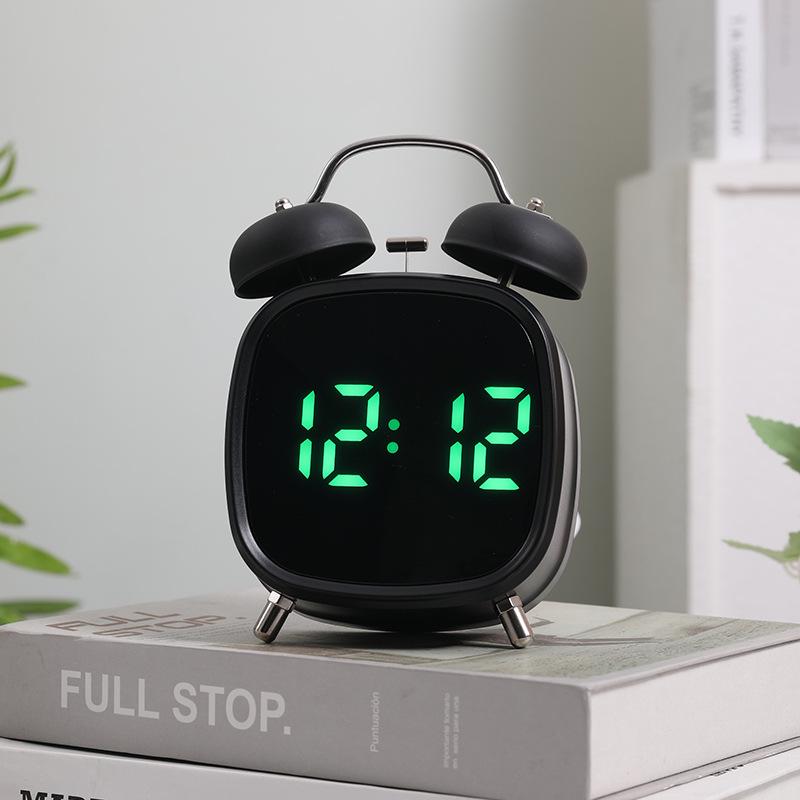 Creative Loud Volume Metal LED Alarm Clock GH8032 - Ideal for Deep Sleepers, Multifunctional with Powerful Ringing Bell