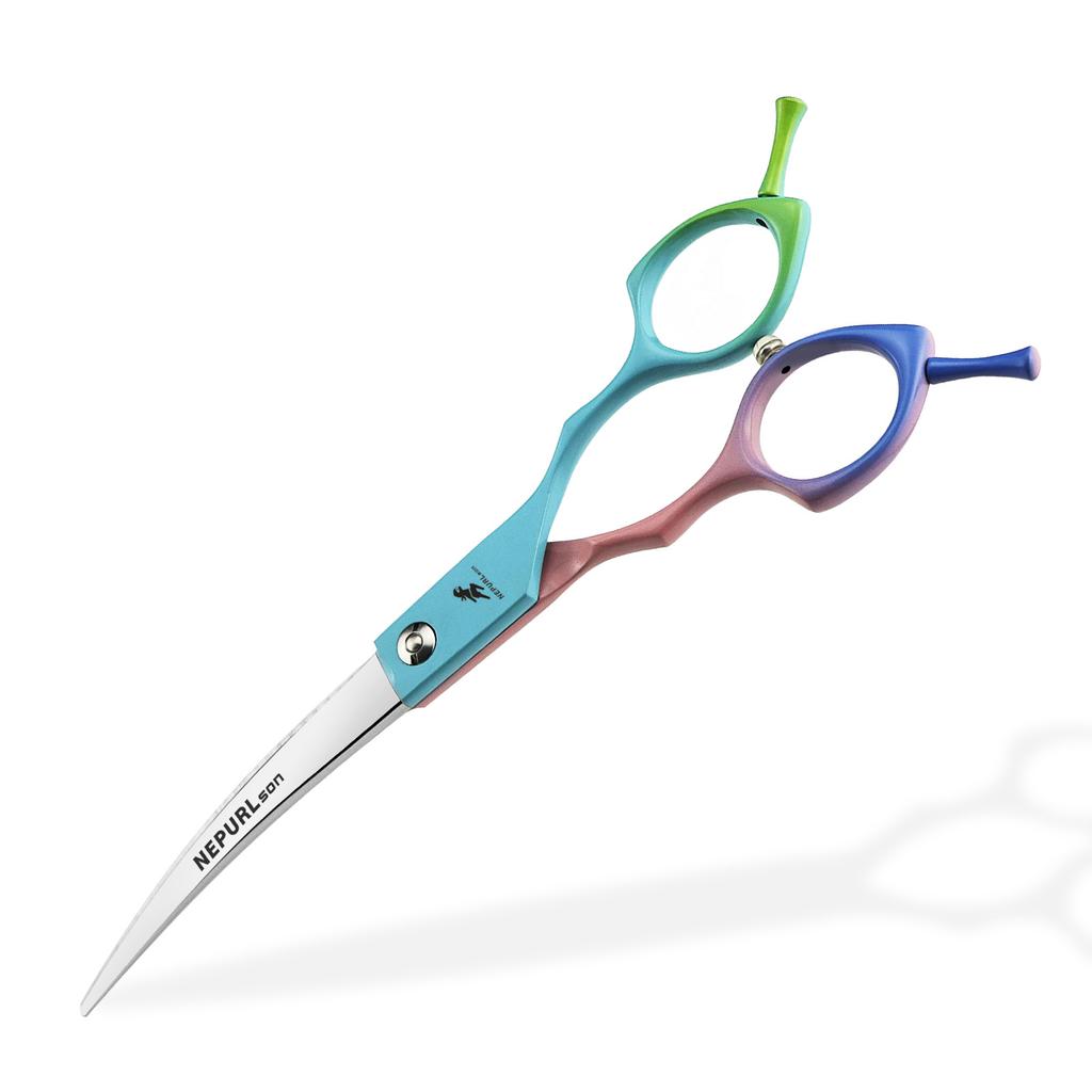 6.5 Inch, Color Double Tail, Split Maiden Handle, Pet Scissors, Pet Curved Scissors