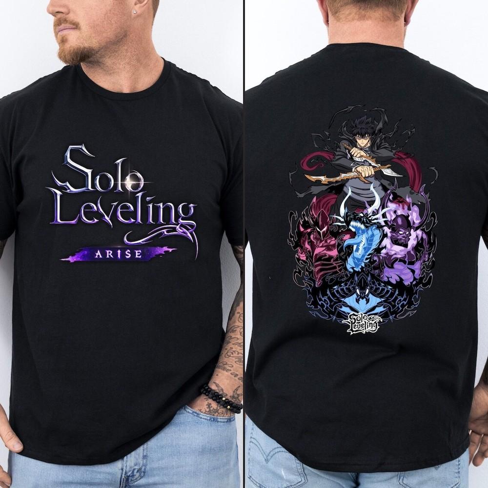 Двусторонняя футболка Solo Leveling, Аниме-футболка Solo Leveling Унисекс, Унисекс-футболка XXL