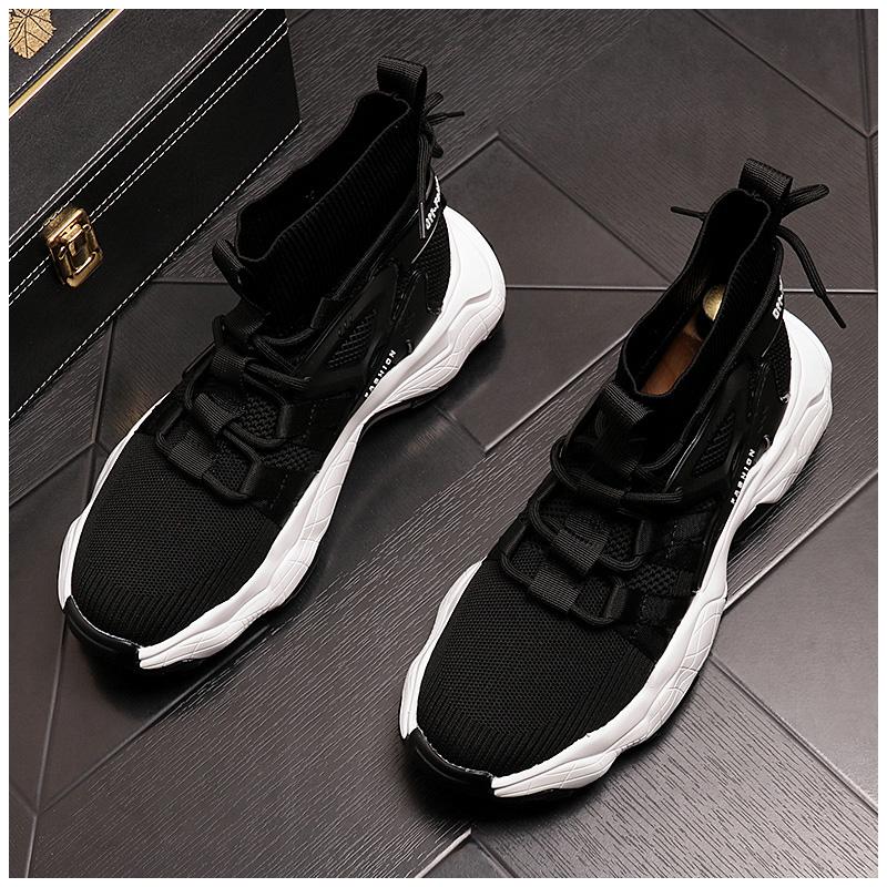 

Новые брендовые мужские вулканизированные туфли повседневная спортивная обувь дышащая легкая модная обувь для бега кроссовки на платформе носки по щиколотку ботинки 38 чёрный