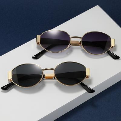 Small Metal Frame Oval Sunglasses For Women Brand Designer Fashion Luxury Shades UV400 Eyewear Men Vintage Sun Glasses