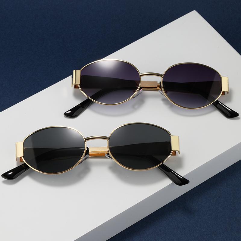 Protective Glasses Small Metal Frame Oval Sunglasses For Women Brand Design Fashion Eyewear Gradient Sun Glasses UV400