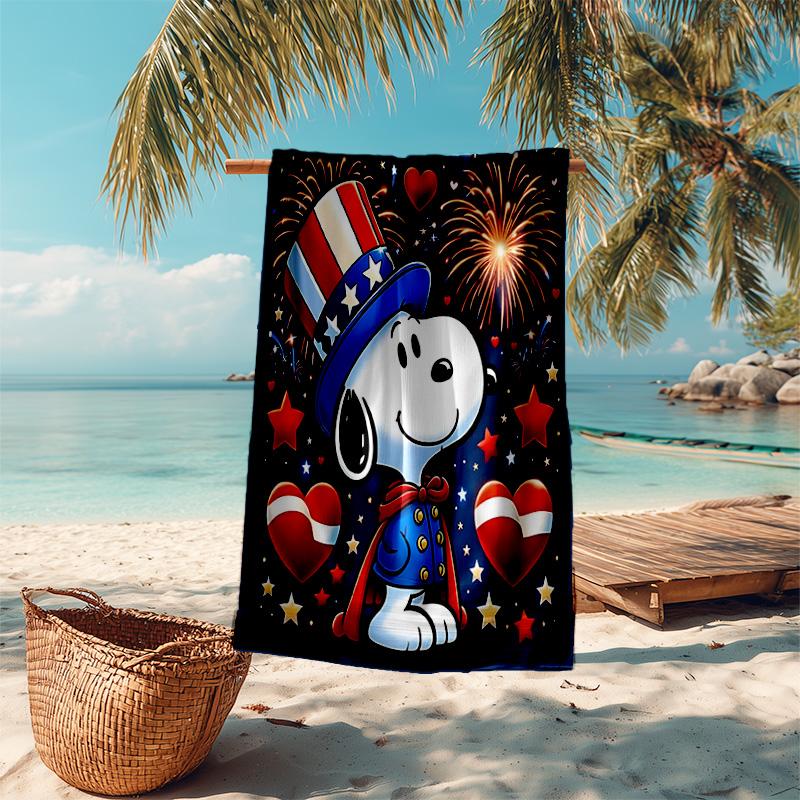 1pc Snoopy Celebrates Independence Day Cartoon Quick Dry Microfiber Bath Towel for Swimming Surfing Camping Unisex Holiday. SJT7201161