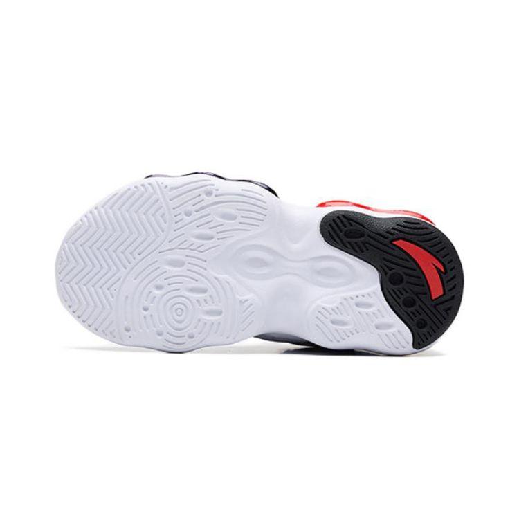 Anta Kids Asymmetrical 2.0 Non-Slip Shock Absorbing Wear-Resistant Low-Top Basketball Shoes Kids sneaker Black White Red 312239953-1
