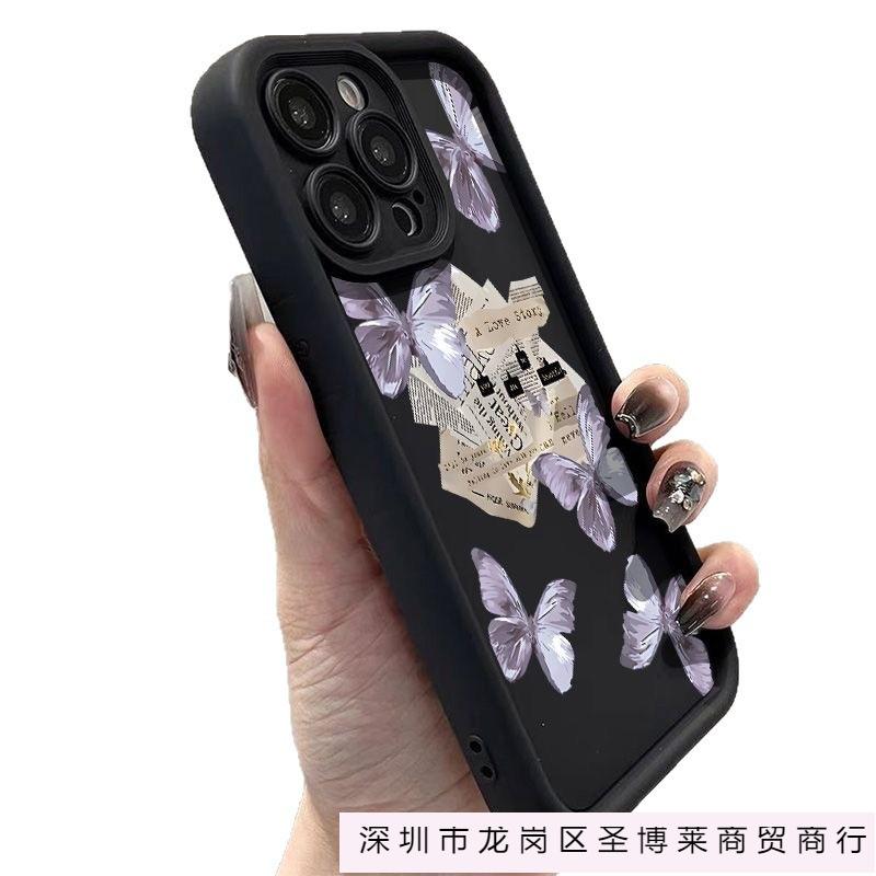 Purple butterfly label applies to Apple 17promax mobile phone case iPhone17/16/15 airbag 14 anti-drop 13