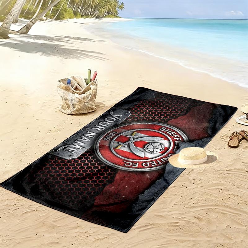 Serviette de plage imprimée Sheffield United F.C., Grande serviette douce à séchage rapide pour la plage, le camping, la natation