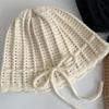 Sweet Bow Drawstring Knitted Hat Children Autumn and Winter Gentle Beige Versatile Wool Hat Bag Head Cold Hat