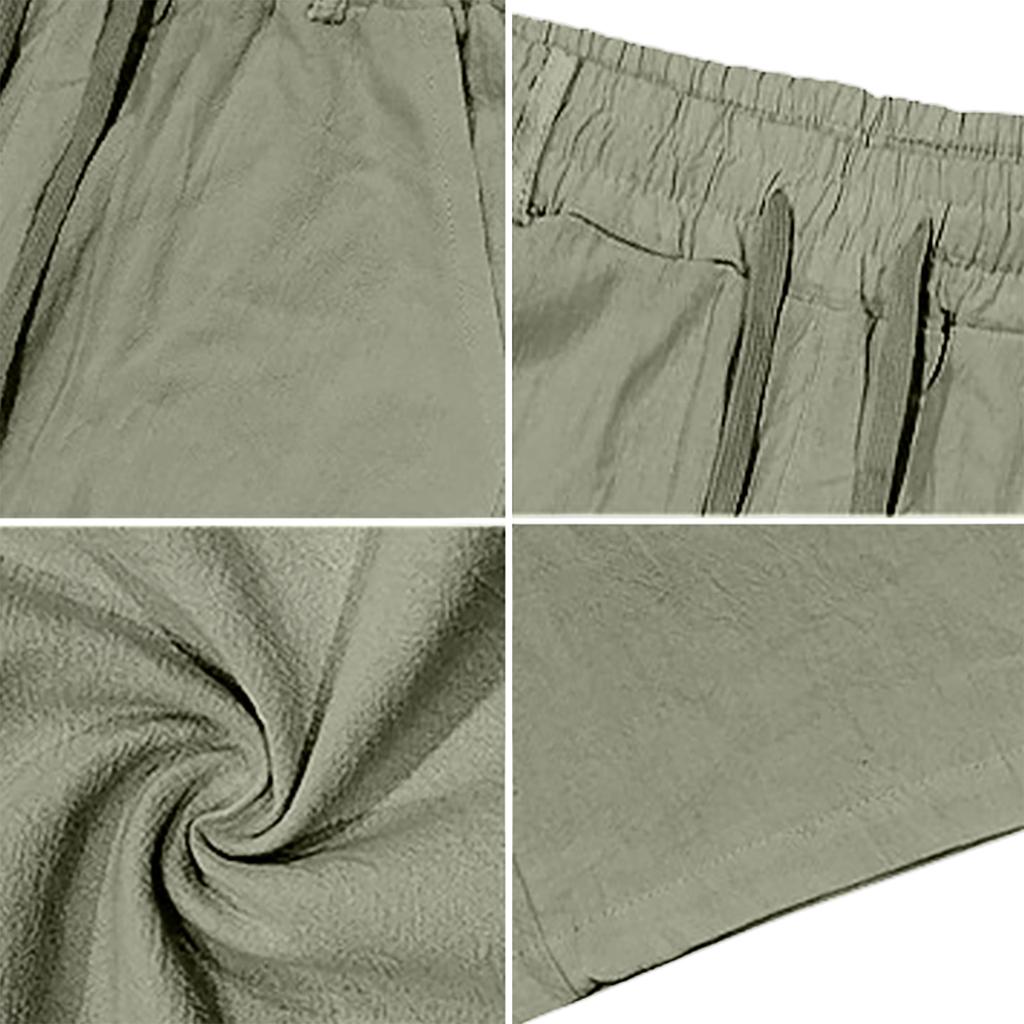 Men's Linen  Loose Fit For Sports  Ideal For Vacation And Commuting  Straight Leg With Drawstring  Long Pants