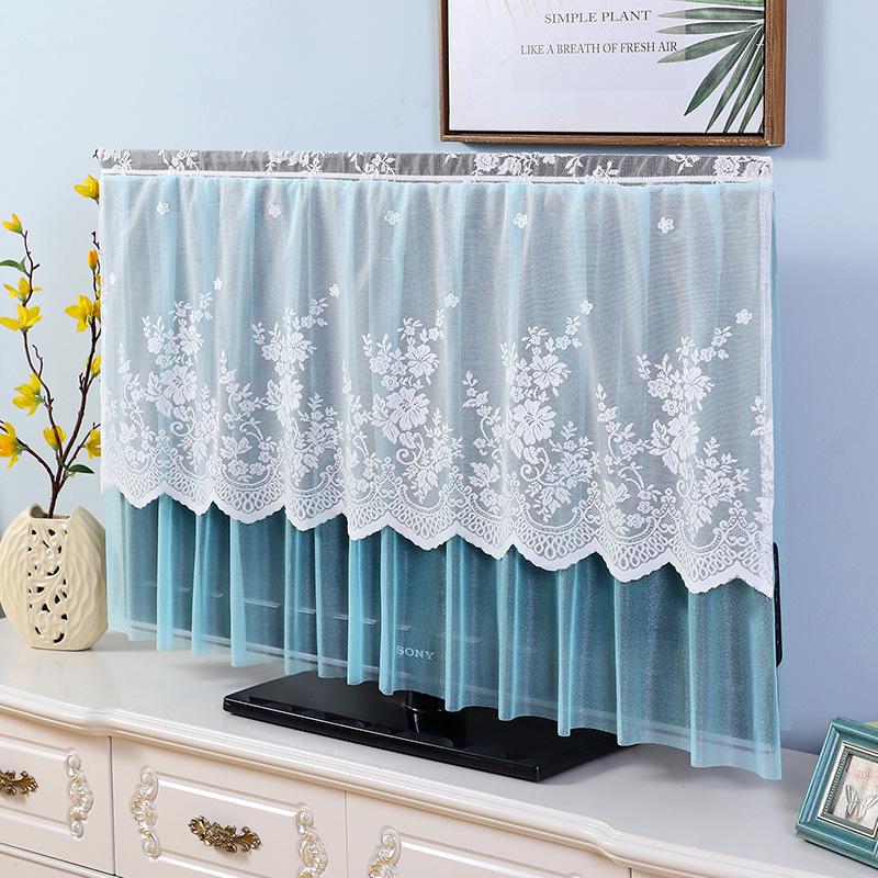 Universal 55-Inch Curved LCD TV Dust Cover with Lace Trim