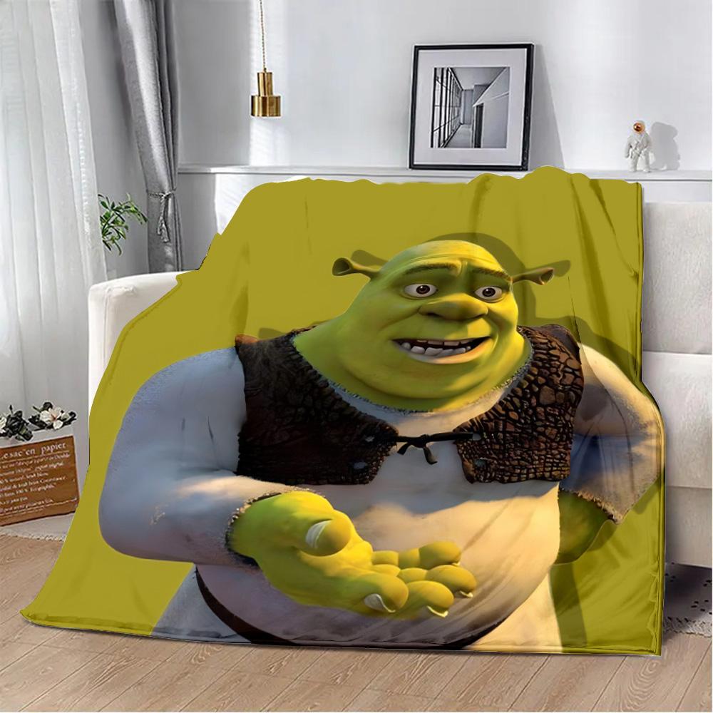 Funny Cartoon Shrek Printed Blanket Picnic Blankets Warm Blanket Soft and Comfortable Blanket Home Travel Birthday Gift