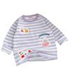 2026 Spring Arrival: Girls' Cartoon Stripe Long Sleeve T-shirt for Small & Medium Kids