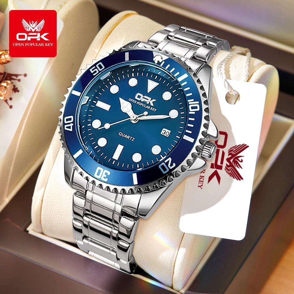 OPK 8118 Luxury Brand Men's Watches Auto Date Stainless Steel Original Classic Business Quartz Wristwatch for Man