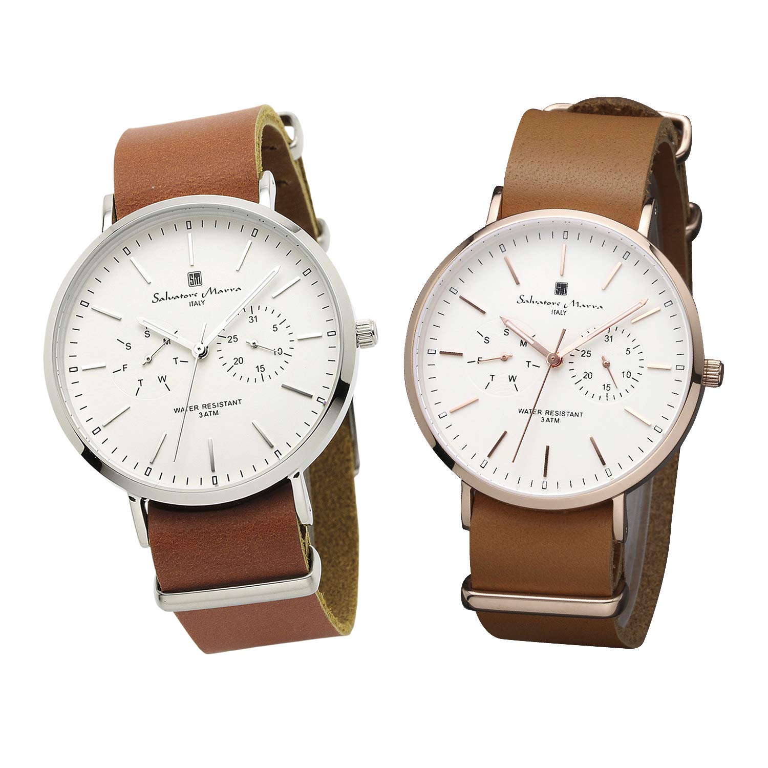 

Salvatore Marra Pair Watch SM15117 Men’s and Women’s Brown Box Included