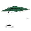 Square Umbrella Parasol W/360 Degrees Rotation, 245Lx245Wx248H cm-Green