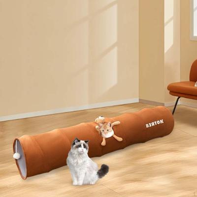 Katzentunnel Spielröhre Durchmesser 9,8" Faltbar Kratzfest Haustierspielzeug mit Ball für Kaninchen