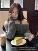 1011 Spring and Autumn New Grey Shoulder Sweater Girly Loose External Wear Lazy Wind Beautiful Knitted Sweater
