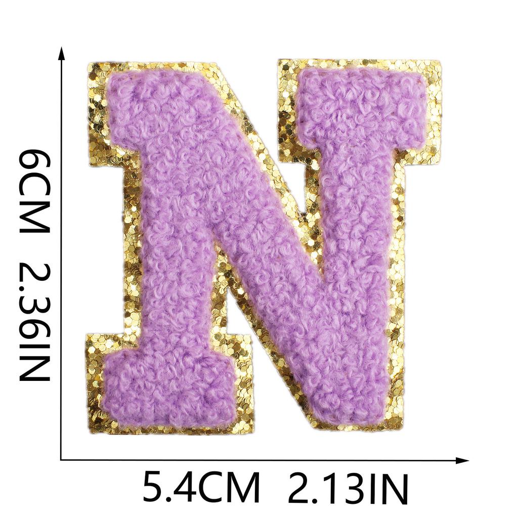 6Cm English Letter Towel Embroidery Patch Sticker Purple Letter Computer Embroidery Label Ironing Embroidery Chapter