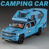 1/32 Chevrolet Silverado Recreational Vehicle RV Alloy Car Model Sound and Light Children's Toy Collectibles Birthday Gift