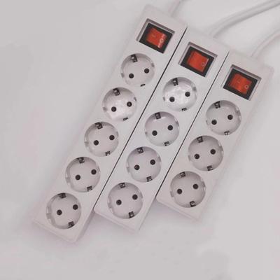 PVC AC Outlet Multiple Sockets 3/4/5 AC Outlet European Standard Electrical Charging Adapter Surge Protector 2m Extension Cord