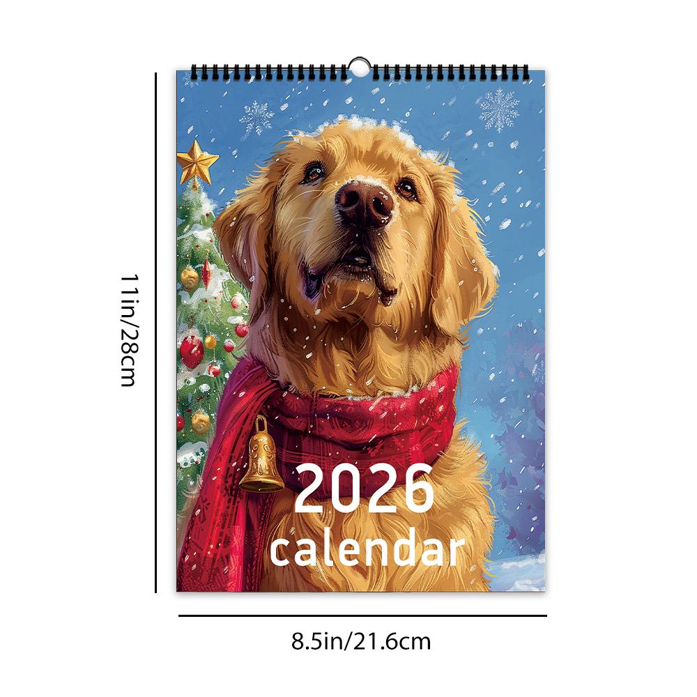 1pc 2026 Wall Calendar, Happy Dog Theme,Pet Dog,12 Beautiful Designs,Monthly Plans,Perfect Gift for Birthday,Christmas, New Year