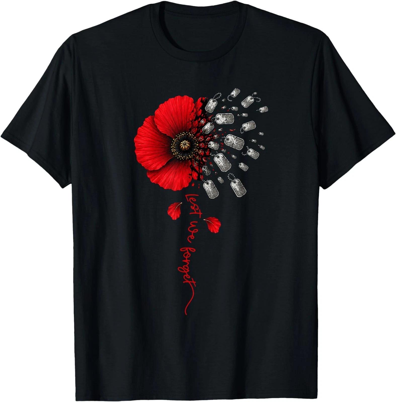 Memorial Day Never Forgotten Red Poppy Flower Veteran Womens T-Shirt XL