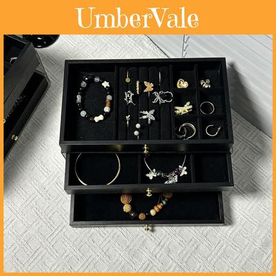 Walnut Jewelry Box With Multiple Compartments For Earrings Necklaces And Rings Gift For Women