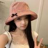 Gingham Check Plaid Bucket Hat Casual Fisherman Hat Stylish Wide Brim Sun Hat  Beach