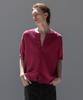 Dekkoloso Panel Rib Short Sleeve Summer Round Cardigan [Deep Pink]