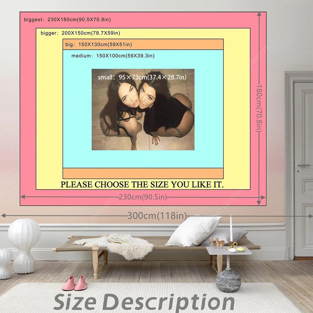 Megan Fox and Kourtney Karda-Shian Poster Tapestry for Psychedelic Art Mystic Kawaii Room Decor Mandala Yoga Mat Picnic Carpet