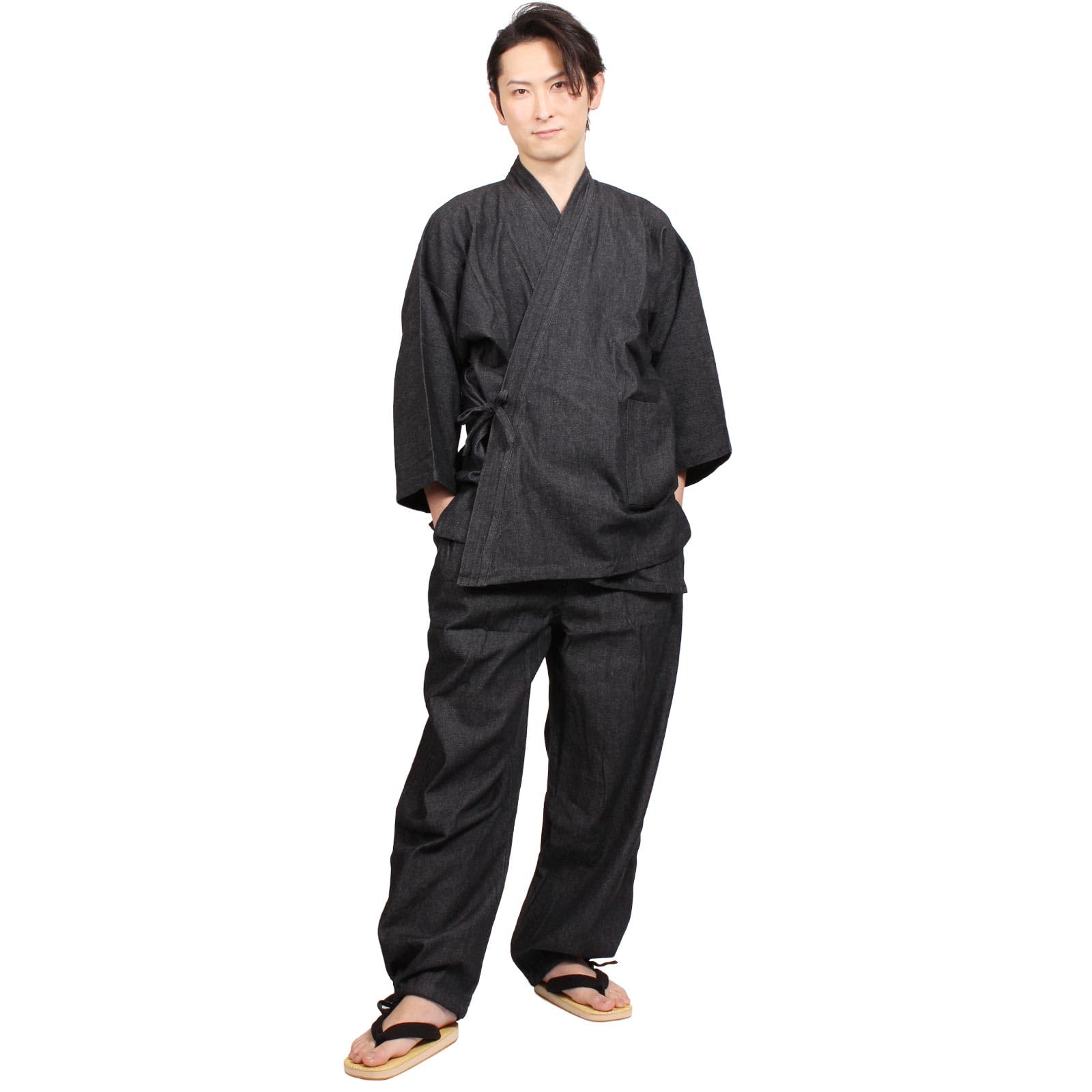 

Фуука Мужской Джинсовый Самуэ, 100% Хлопок, Домашняя одежда, Рабочая одежда, Японский Современный Стиль, Большой размер (4 л/Черный)