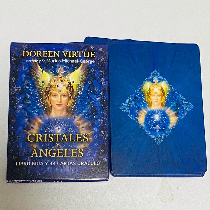 Crystals Angel Oracle Cards 44 Deck 10.4*7.4cm Spanish Version Fate Divination Tarot Board Game Cristales Ángeles